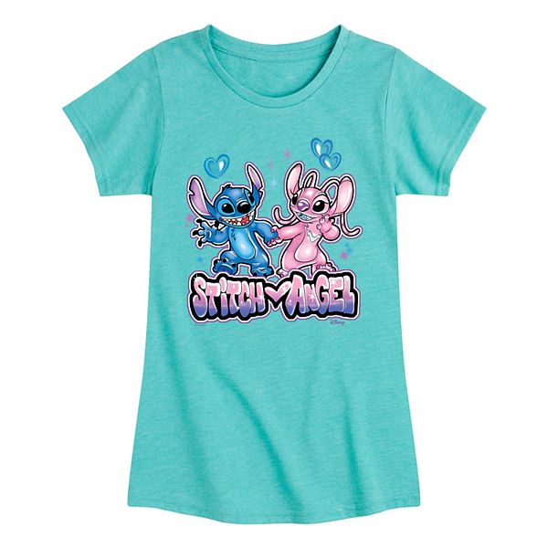 

Футболка с принтом Lilo & Stitch и ангелом для девочек 7-16 лет Disney, Turquoise
