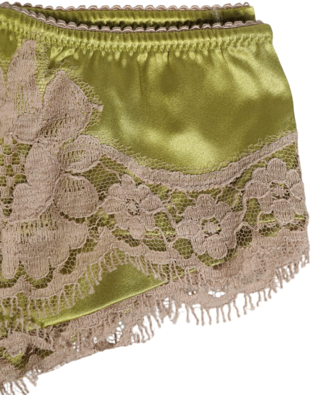 Новое нижнее белье из зеленого шелкового атласа с кружевной отделкой Dolce & Gabbana, зеленый — фото 4