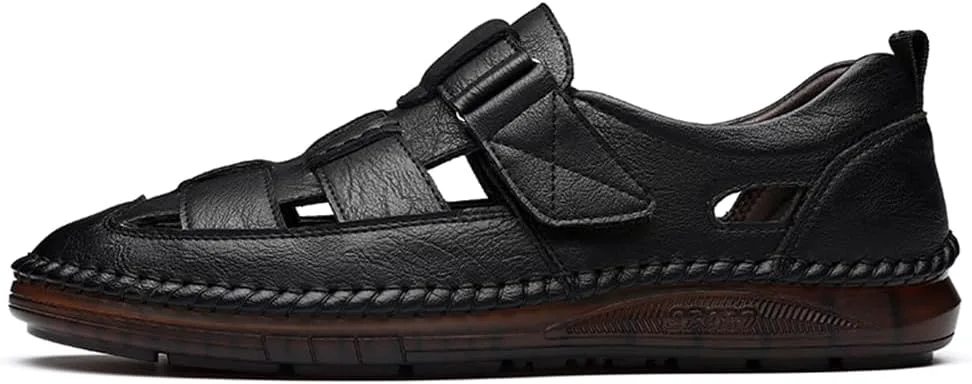 

Мужские рабочие сандалии в стиле бизнес-кэжуал, летние, дышащие, из синтетической кожи, для прогулок, офисные оксфорды, модные, формальные туфли Abborora, черный