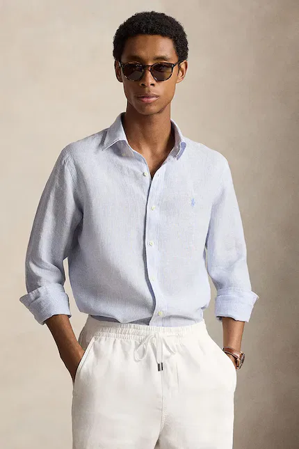 Рубашка из льна Polo Ralph Lauren, синий