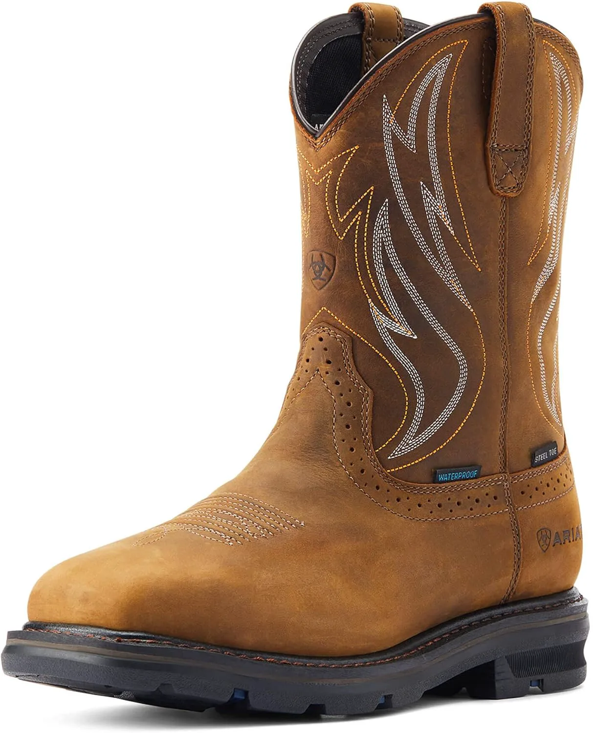 Мужские рабочие сапоги ARIAT Sierra Shock Shield с водонепроницаемым стальным носком, вестерн-сапоги, коричневый — фото 4