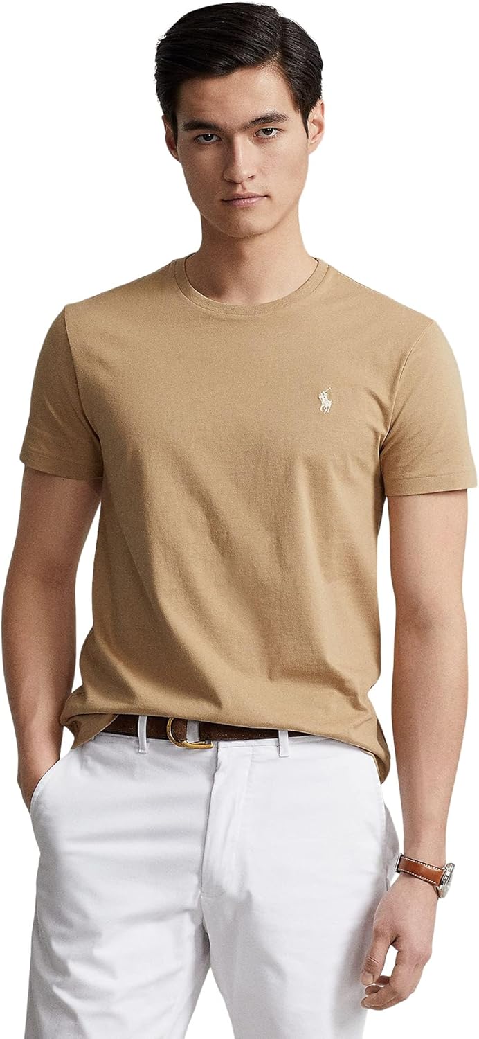 

Футболка POLO RALPH LAUREN Men's Cotton Crewneck, Cafe Tan, Бежевый, Футболка POLO RALPH LAUREN Men's Cotton Crewneck, Cafe Tan