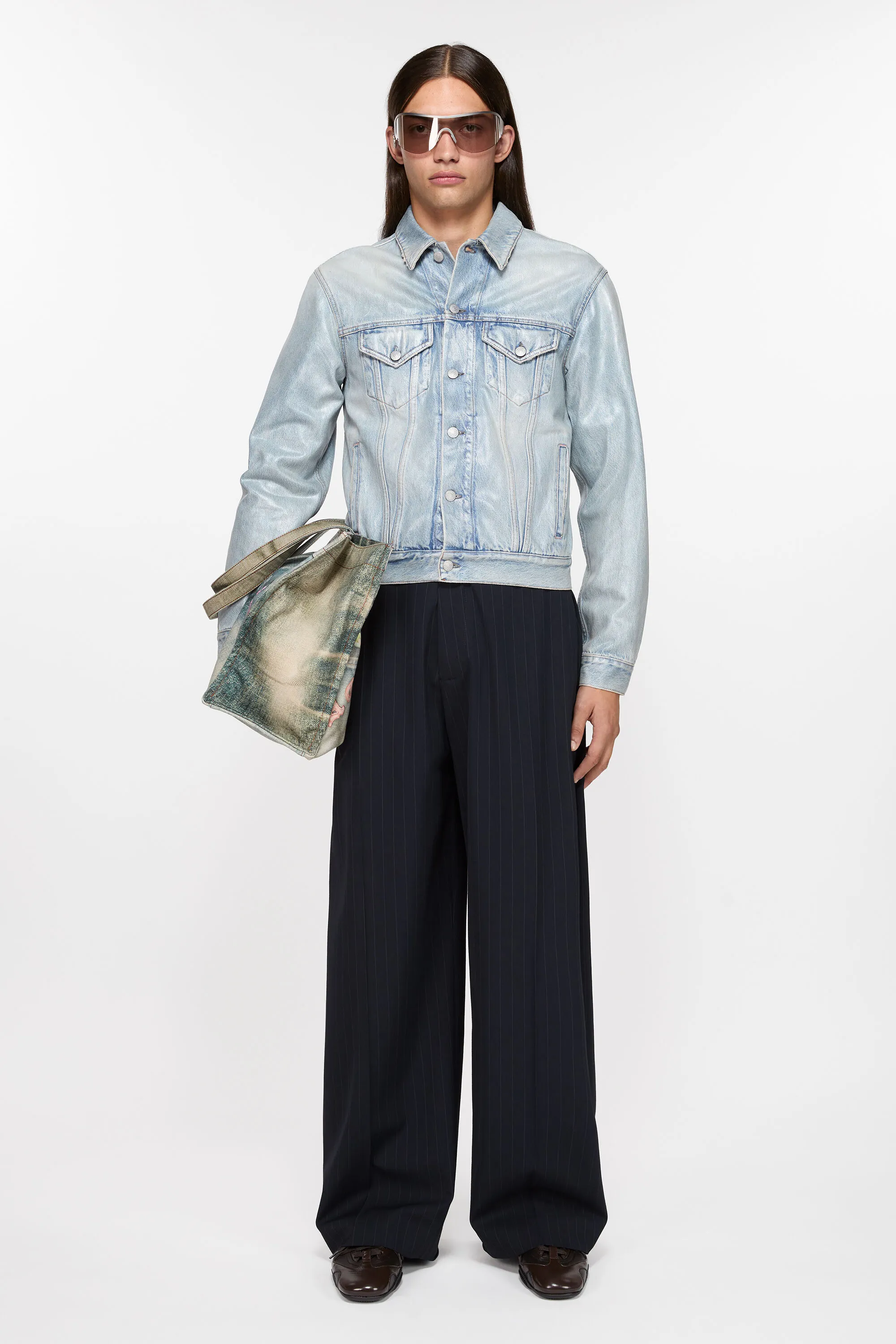 

Брюки в тонкую полоску Acne Studios, темно-синий