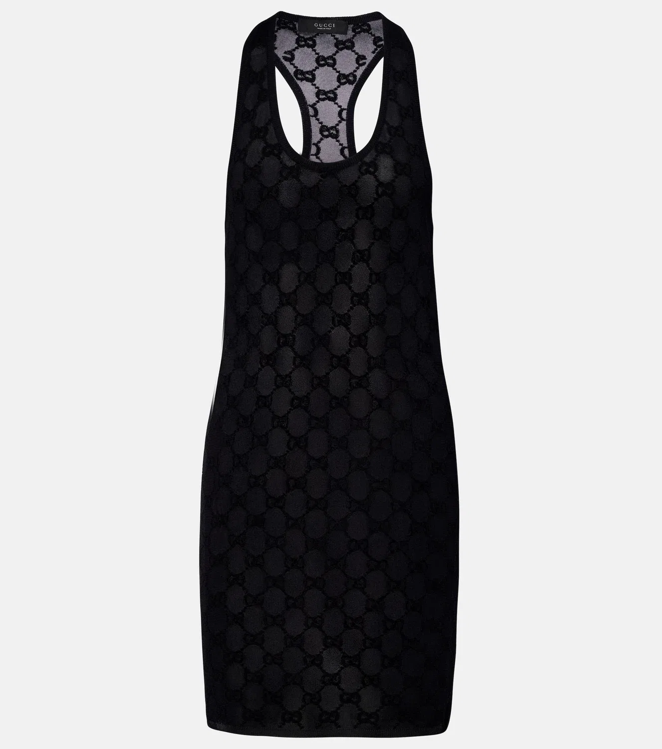 Мини-платье из крепа с монограммой GG GUCCI, черный