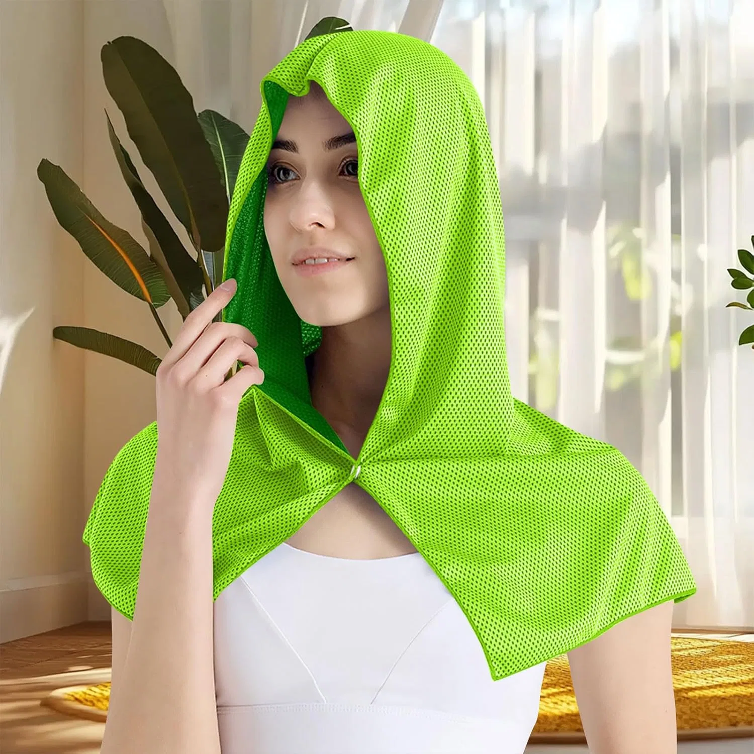 Унисекс быстросохнущий худи-капюшон для защиты от солнца, Green — фото 2