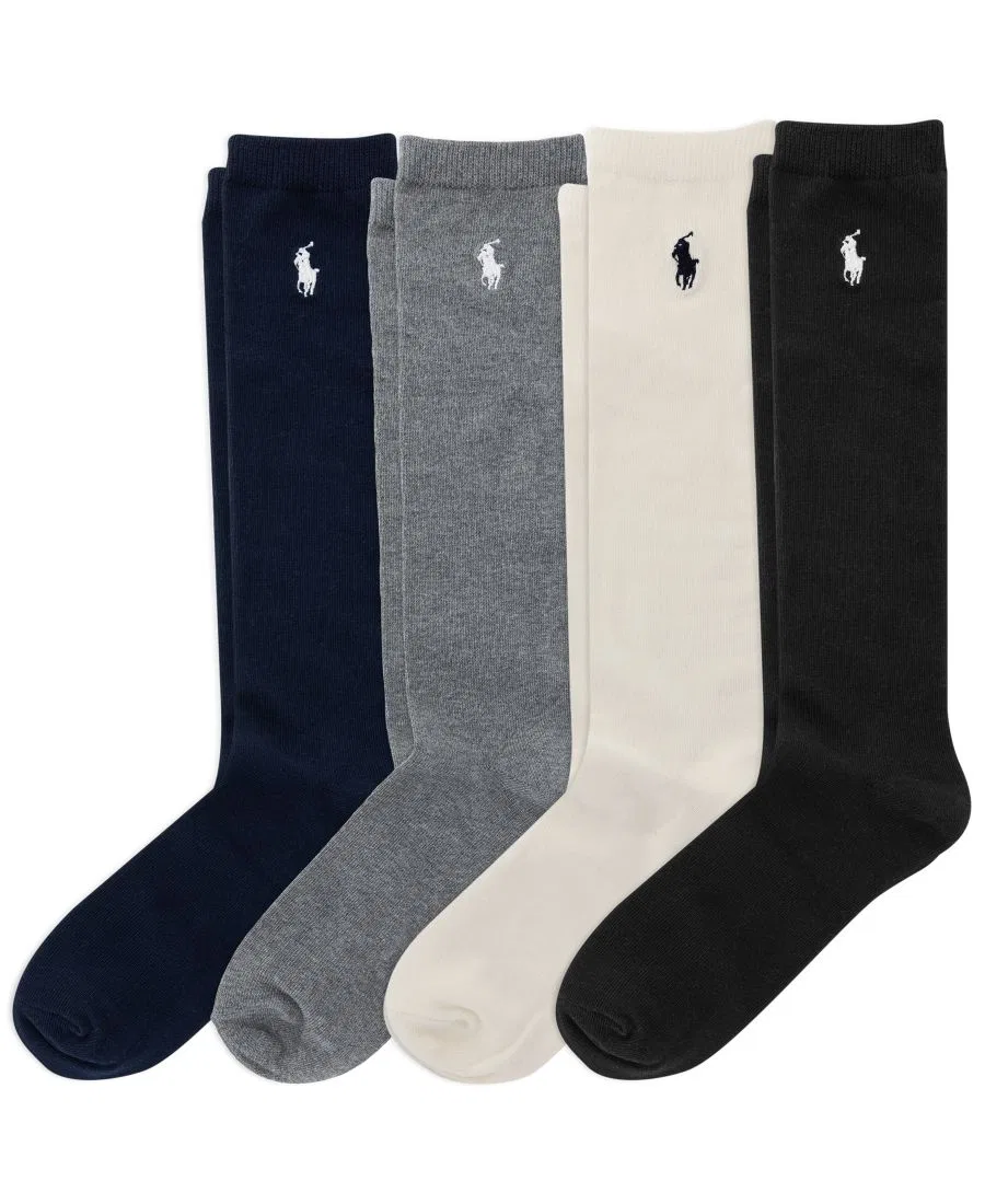 Комплект носков с брендом Polo Ralph Lauren, набор 3+1, Black/White/Gray