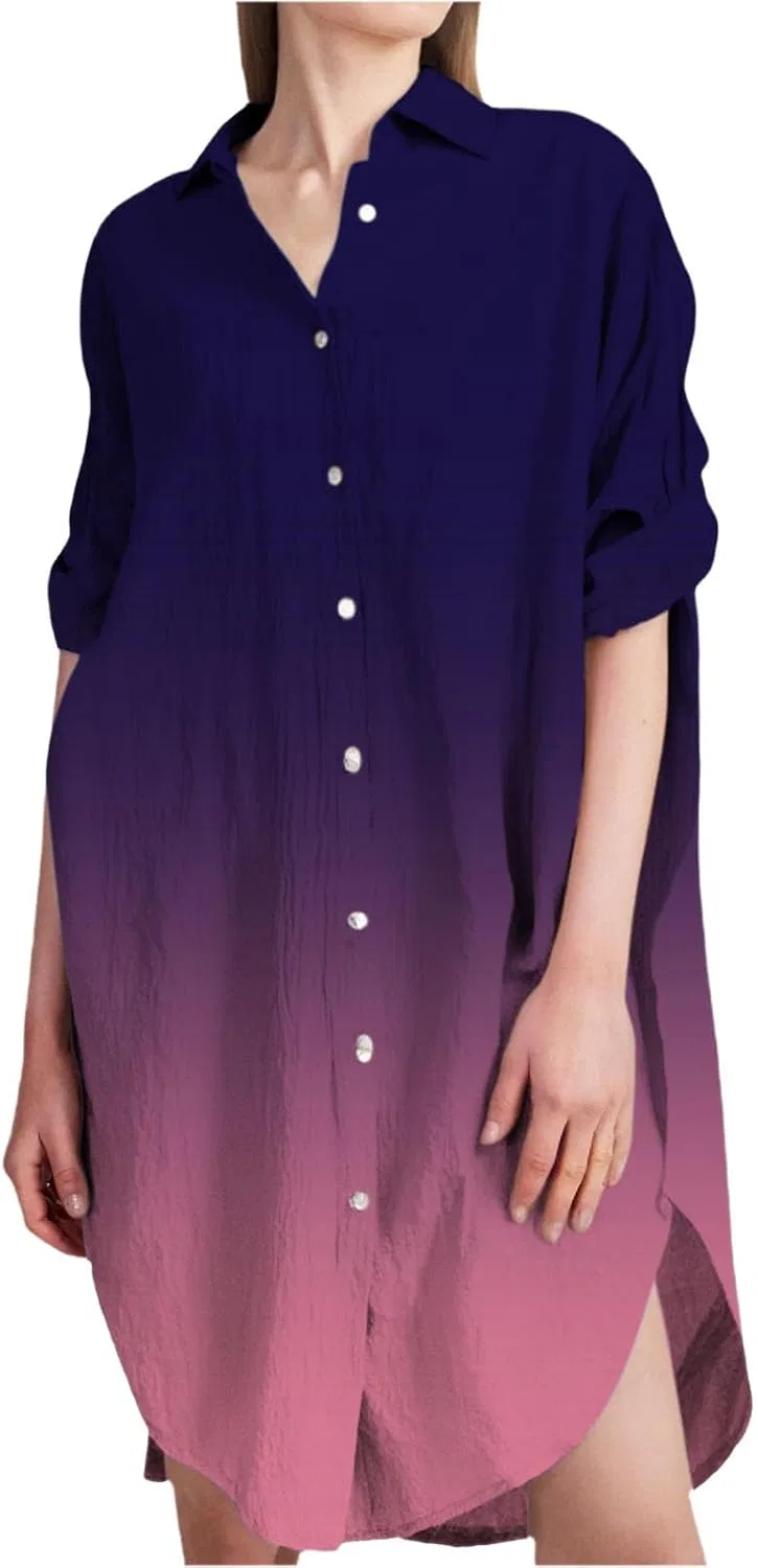 Женское макси-платье с 3/4 рукавом Solid Color, Grey