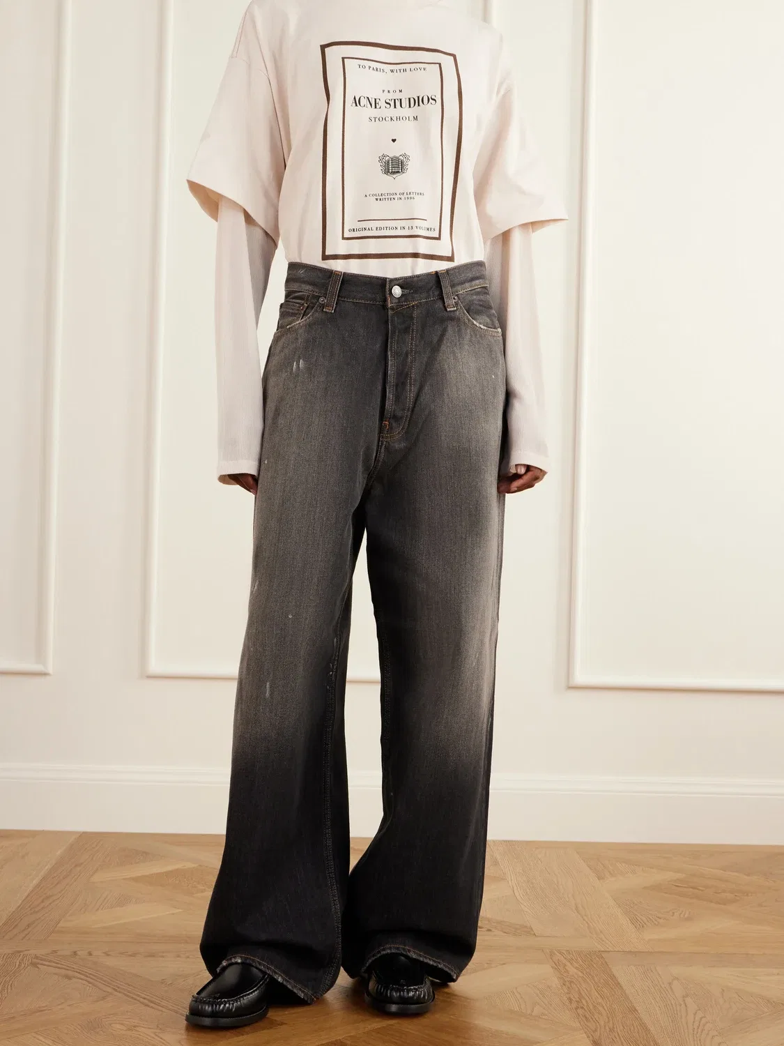 Джинсы с широкими штанинами и средней посадкой Acne Studios, черный — фото 3