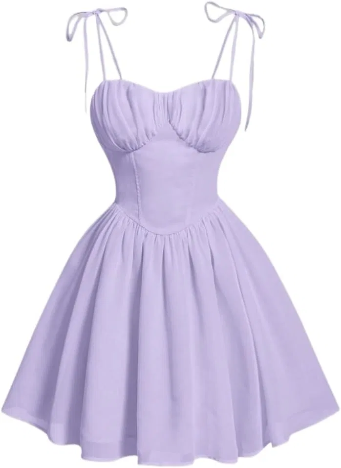 Женское летнее платье-комбинация на бретелях с драпировкой Mauve Purple