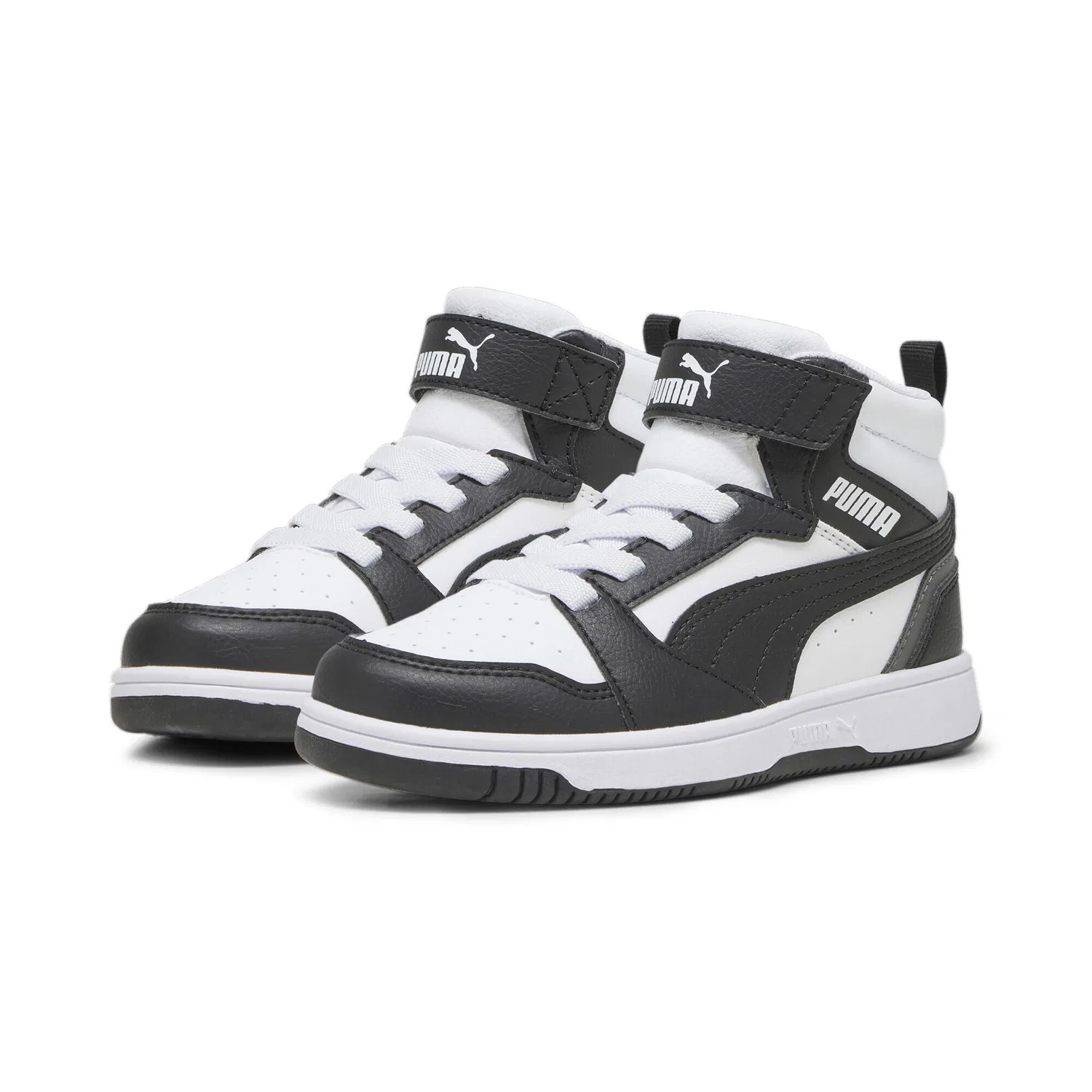 Детские кроссовки с высоким берцем Rebound V6 Mid Puma, Weiss Schwarz Grau