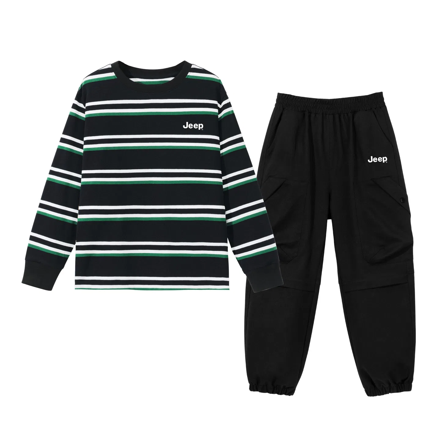 Детский комплект из футболки с длинным рукавом и брюк, Jeep, Black Green