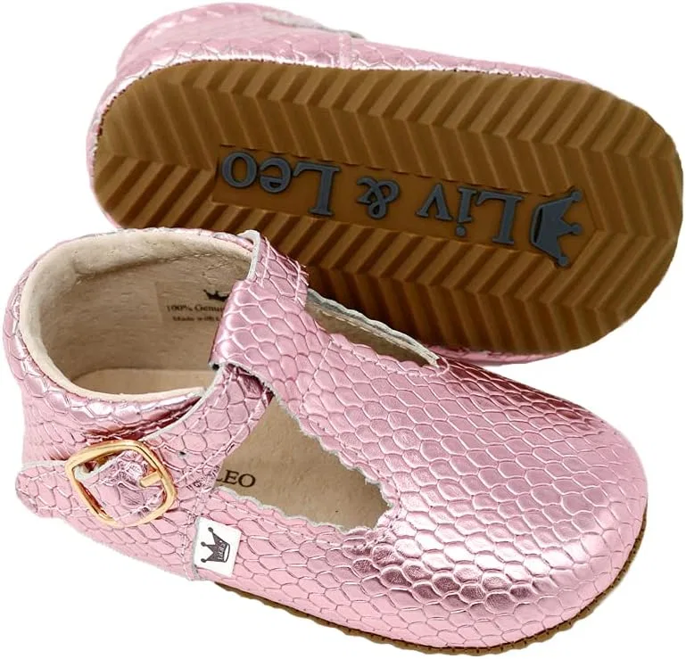 Детские туфли Мэри Джейн с ремешком Liv & Leo, Pink Metallic — фото 4