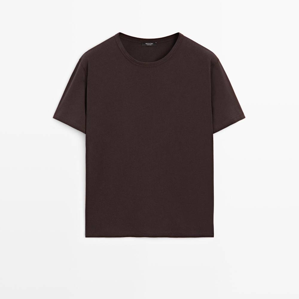 Футболка Massimo Dutti 100% Cotton Short-sleeve, коричневый — фото 2