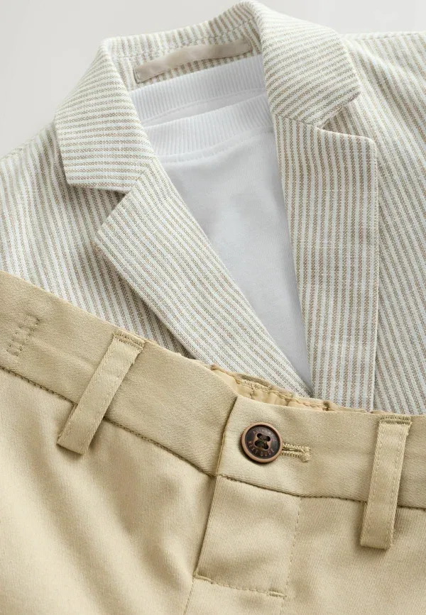 Костюм из льна и хлопка Regular fit - set - blazer Next neutral stripe linen blend — фото 2
