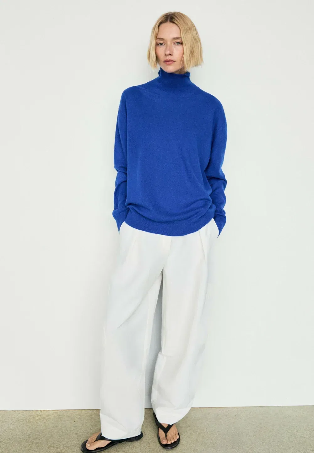 Вязаный свитер с высоким воротником из 100% кашемира Massimo Dutti, Dark Blue — фото 2