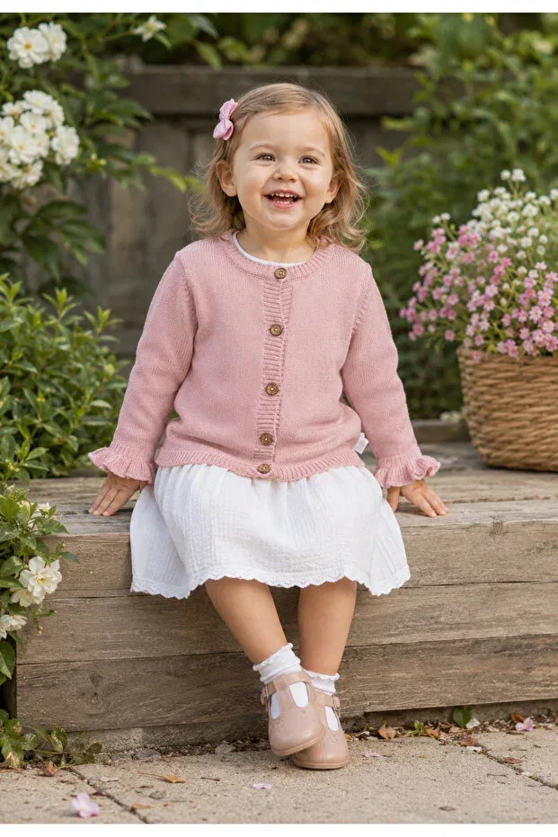 Детский кардиган из органического хлопка L L Louiou Baby Gifts, Beige — фото 4
