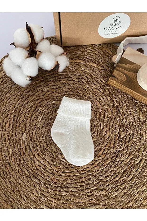 Детские носки для новорожденных хлопковые набор 5 шт Organic cotton unisex 5-piece premium newborn baby socks Glory Baby, White-Brown — фото 4
