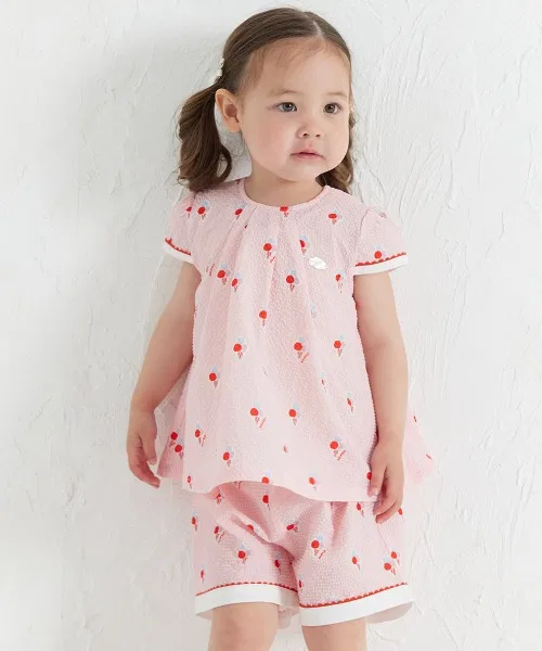 Детский комплект из летнего топа и шорт из сизаля, модель Summer Ice, moimoln, Pink