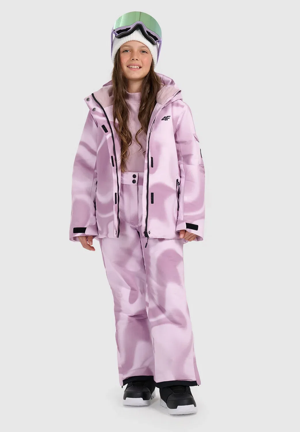 Spodnie Snowboardowe Membrana 10000 Dziewczęce - многоцветный - зимние штаны 4F, Pink-Purple