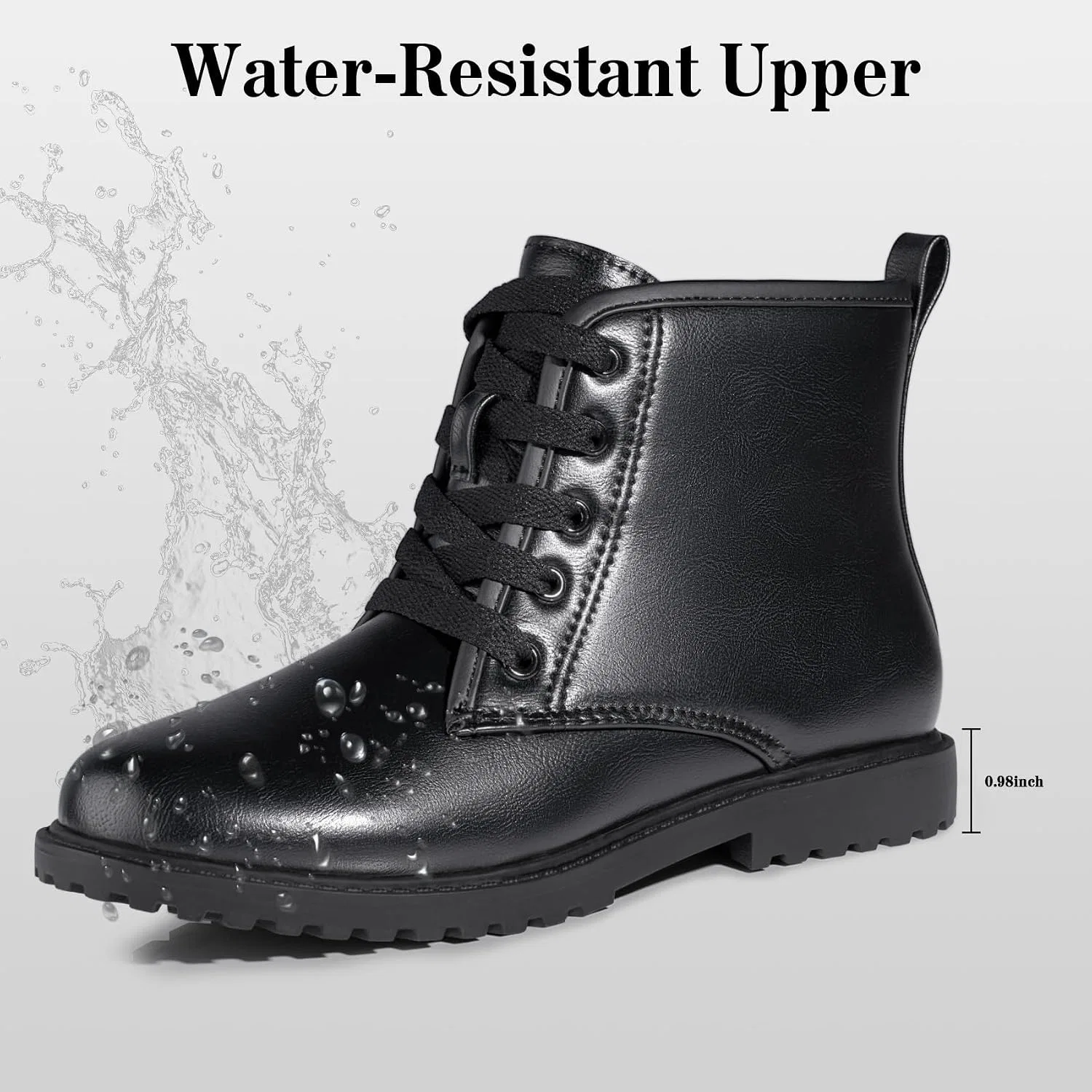 Детские ботинки с блестками Combat Ankle Boots FITORY, Black — фото 4