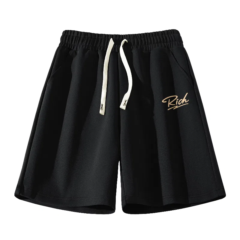 Детские шорты быстросохнущие с высокой эластичностью MINISO, Black With Gold Sparkling Pants Logo