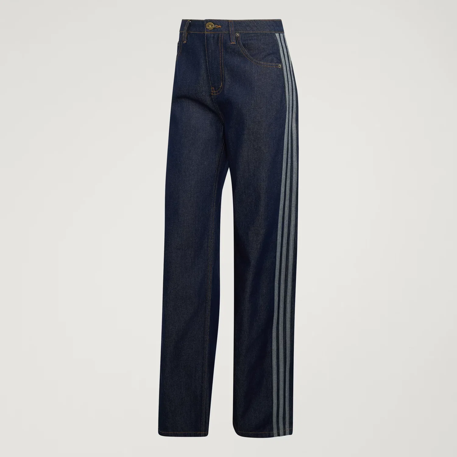 Женские джинсы прямого кроя в тонкую полоску Firebird Mid Rise Straight Denim Pant Adidas Originals, индиго — фото 4