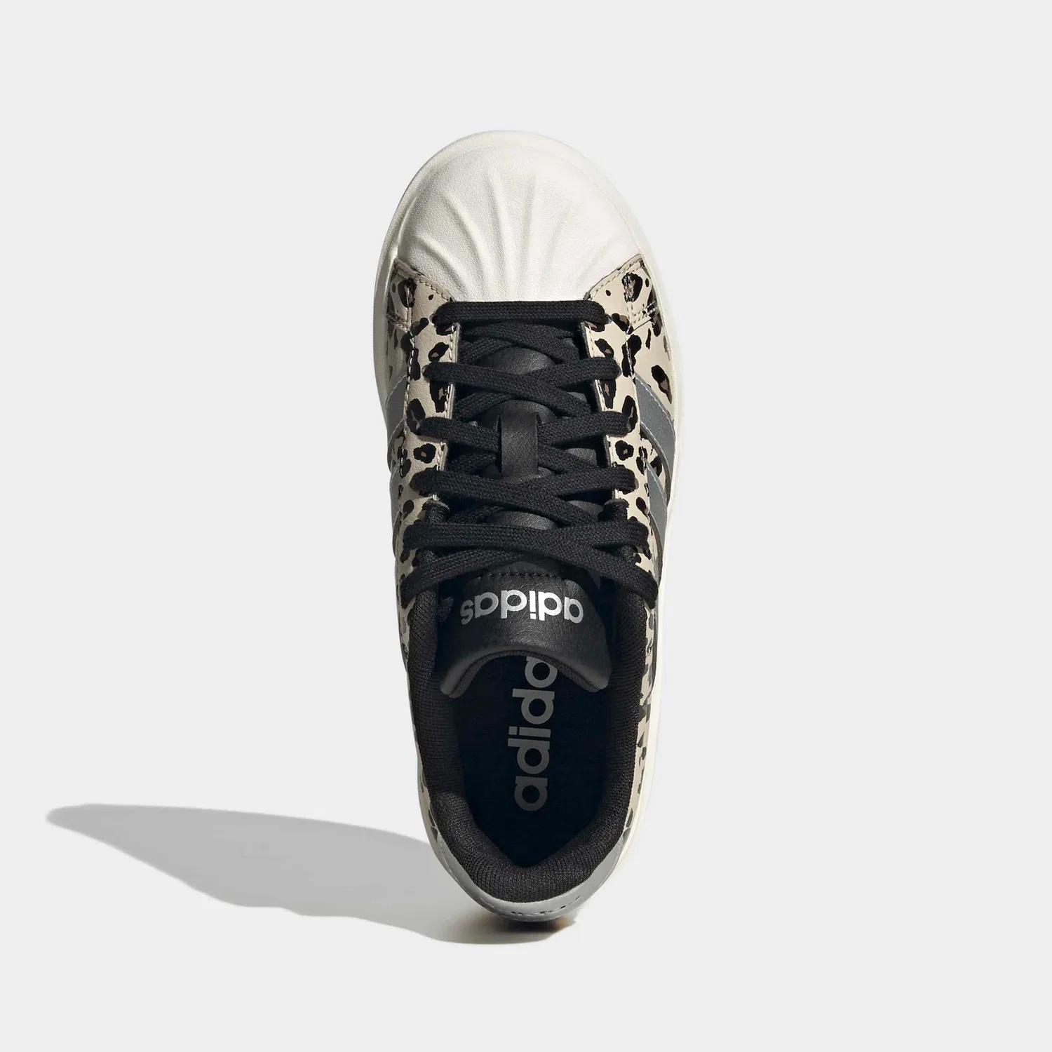 Детские платформенные кроссовки на шнуровке Adidas Sportswear, Crystal Linen/Silver Metallic/Core Black — фото 4