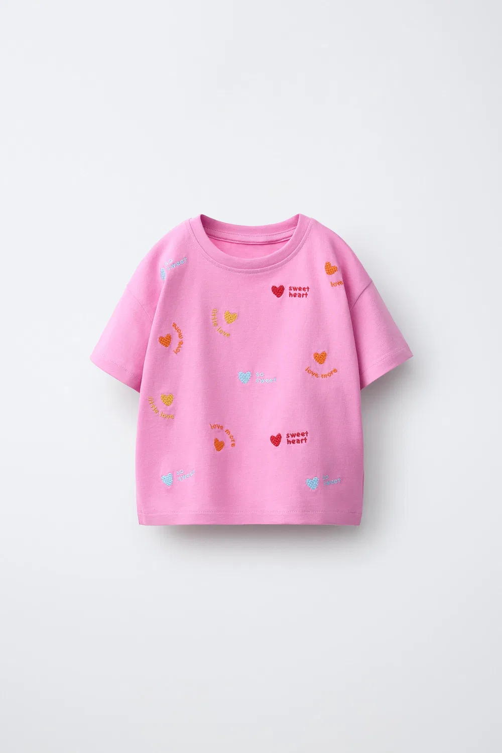 Футболка с вышивкой ZARA, Pink