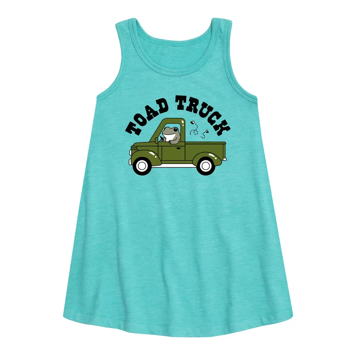 Детское платье-трапеция без рукавов с принтом Toad Truck Instant Message, Turquoise