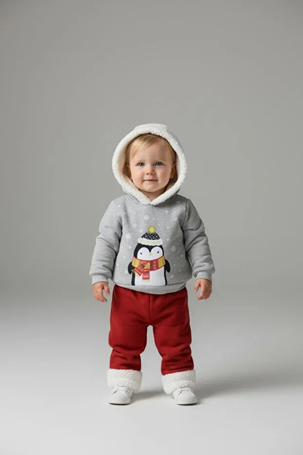 Детский для мальчиков спортивный костюм с принтом Fluffy penguin Pop Kids, Gray