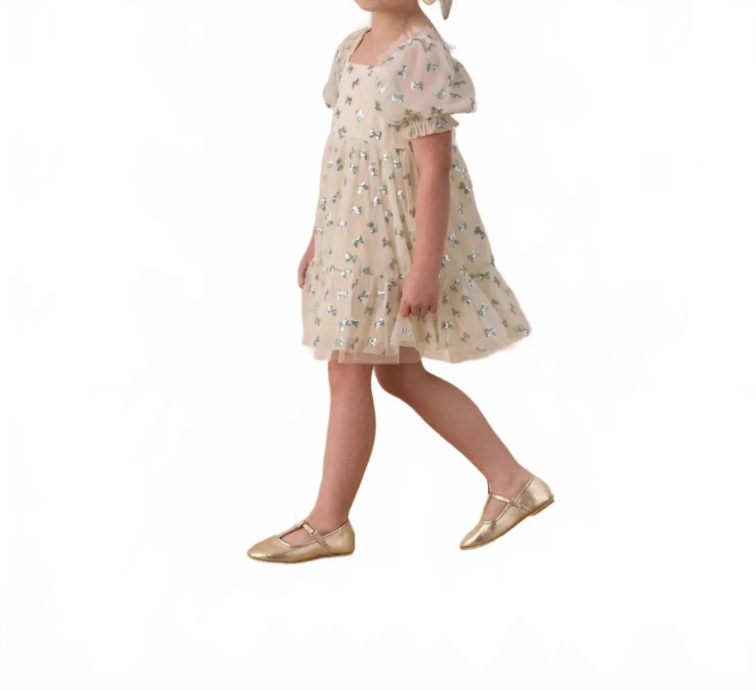 Детское платье для девочек с пышными рукавами Louella Dress NORALEE, Bows — фото 3
