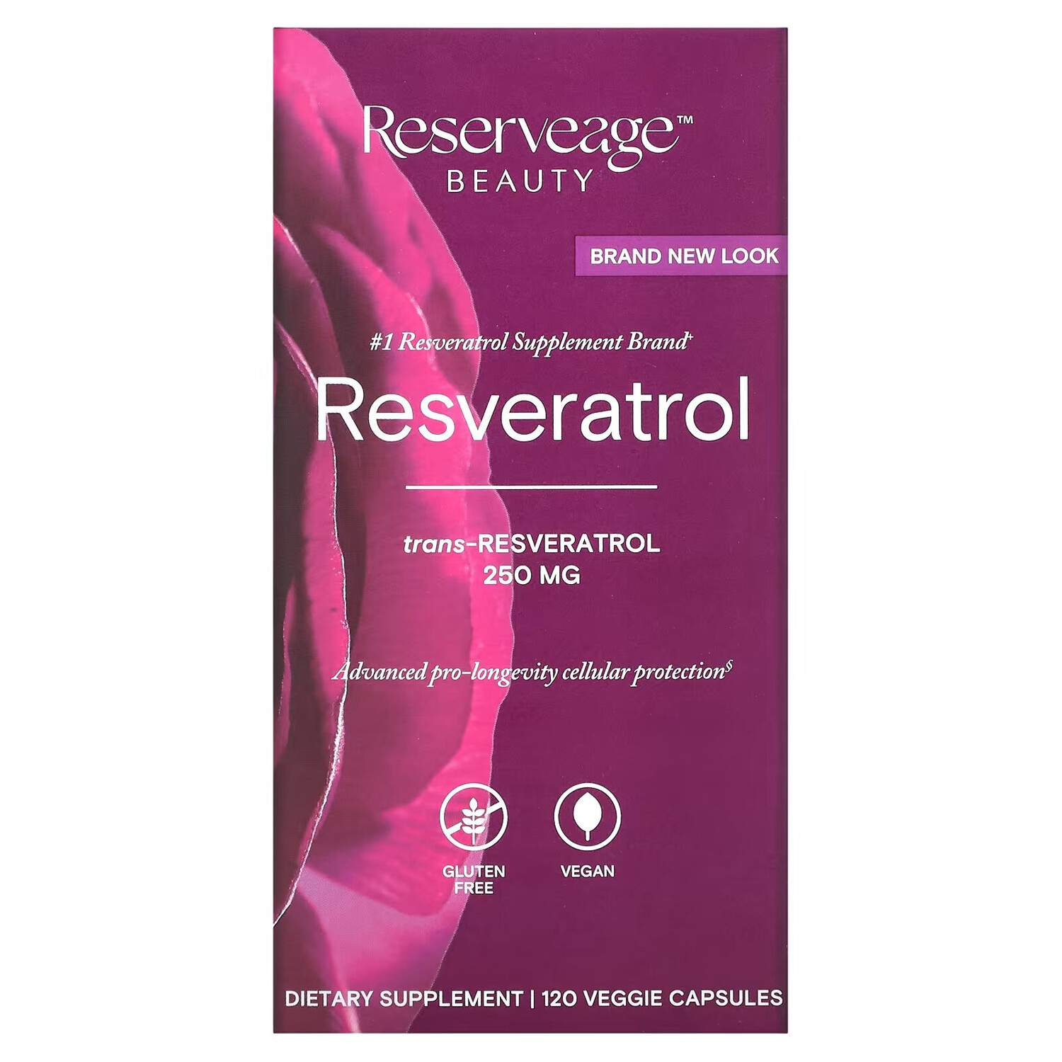 

ReserveAge Nutrition, ресвератрол, транс-ресвератрол, 250 мг, 120 растительных капсул