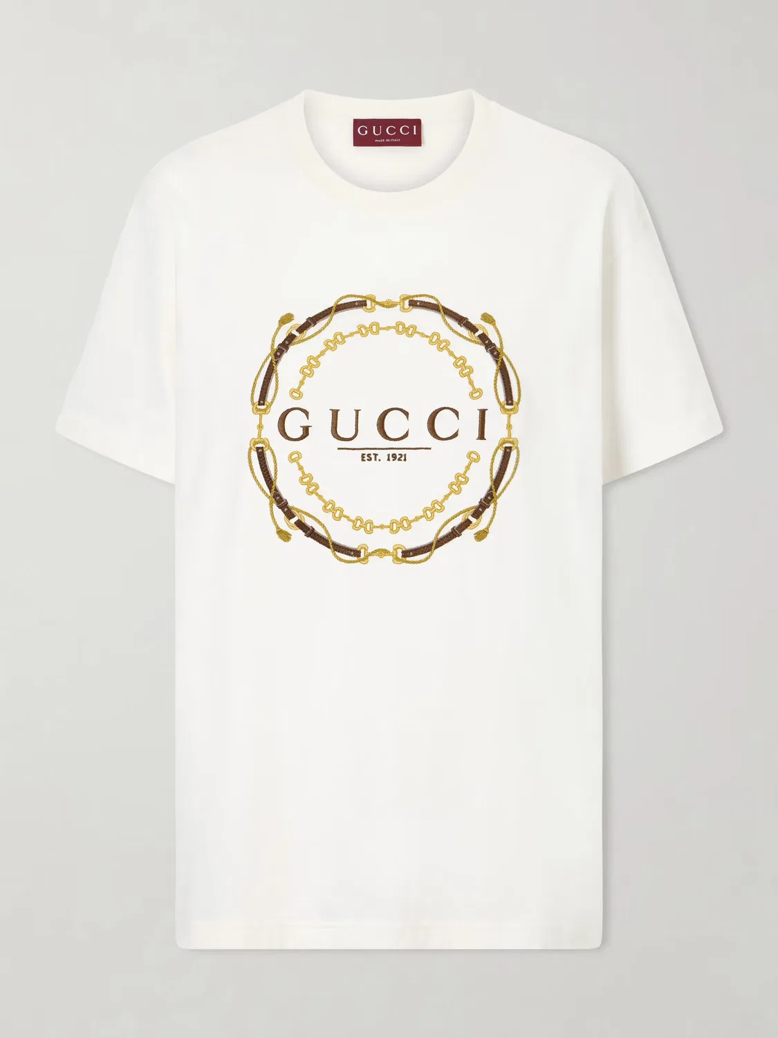 Футболка Gucci с принтом, премиальный дизайн, белый