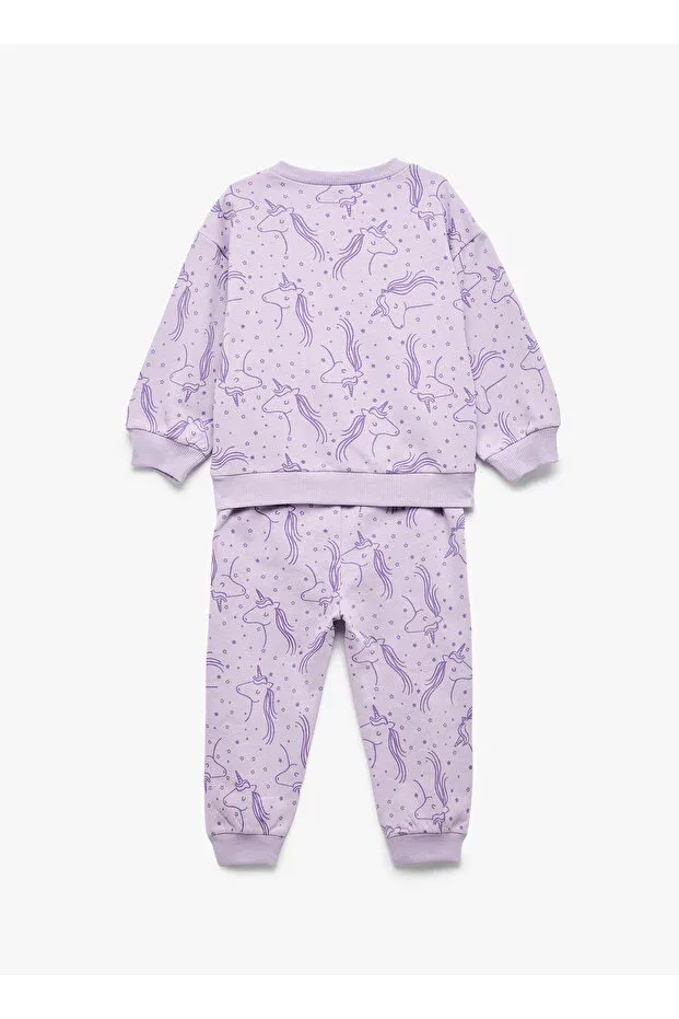 Детский комплект спортивного костюма с принтом Koton, Lilac — фото 2