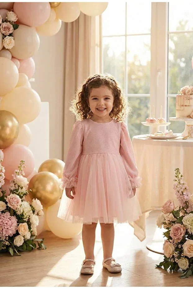 Детское платье для девочек с длинным рукавом Cinderella Penu Baby Kids, Pink