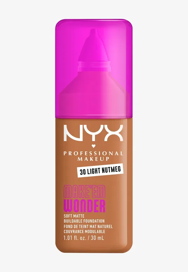 Матовая тональная основа Make 'em wonder foundation Nyx Professional Makeup, Light Nutmeg, 30 мл, цвет light nutmeg