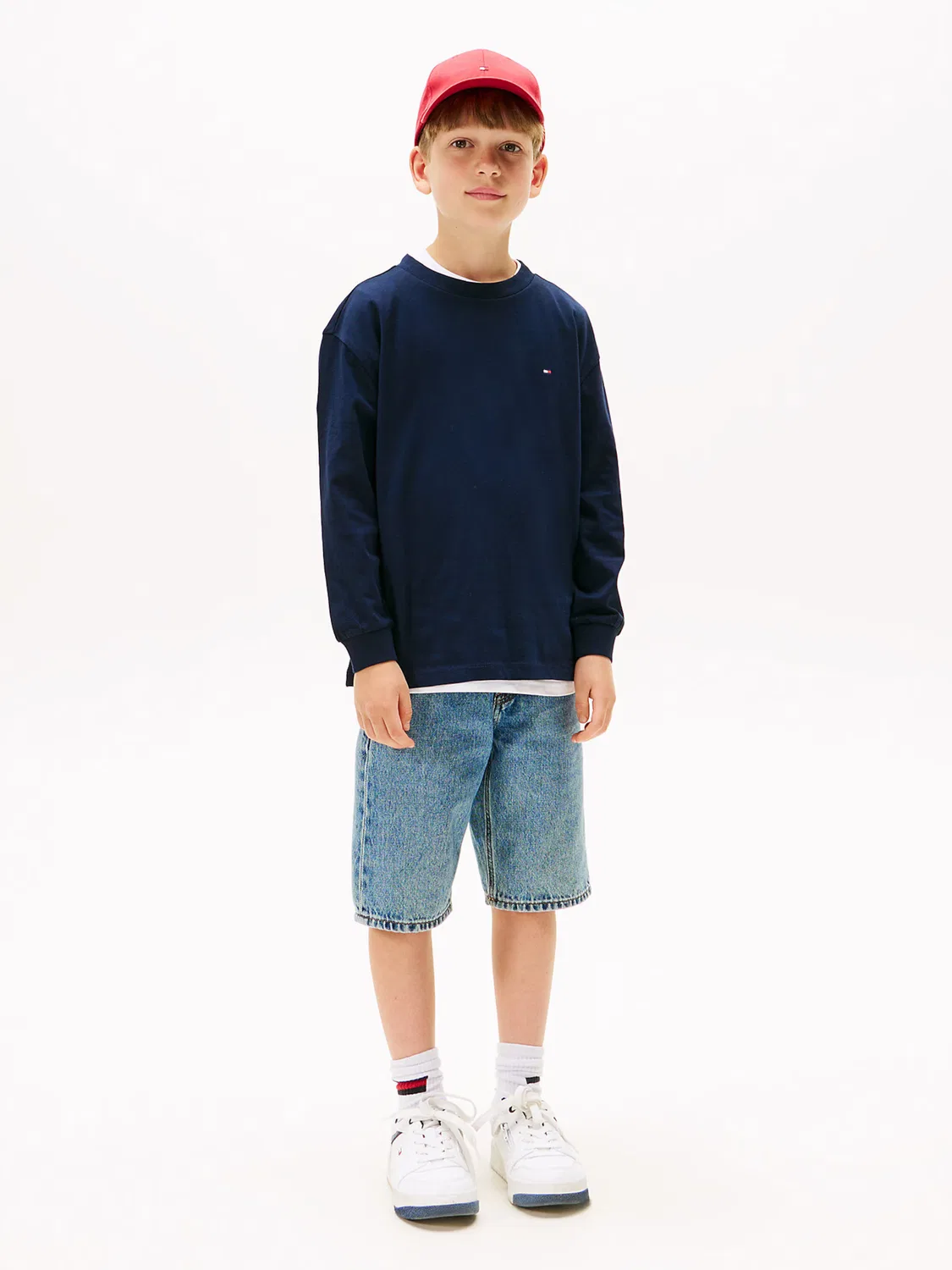 Рубашка Tommy Hilfiger Essential Flag Embroidery Long Sleeve темно-синего цвета с вышивкой флага — фото 3