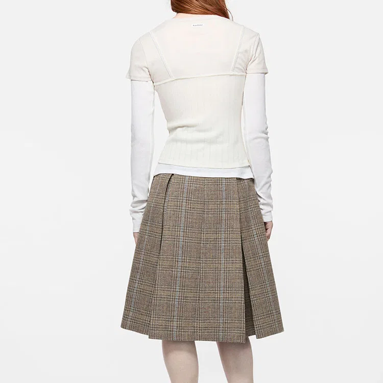 Женская футболка с воротником-стойкой Henry Collar Acne Studios, White/Ecru — фото 4