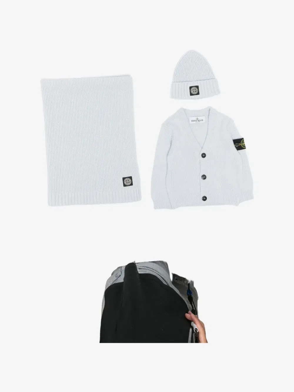 Вязаный кардиган с нашивкой-логотипом Stone Island Junior, синий