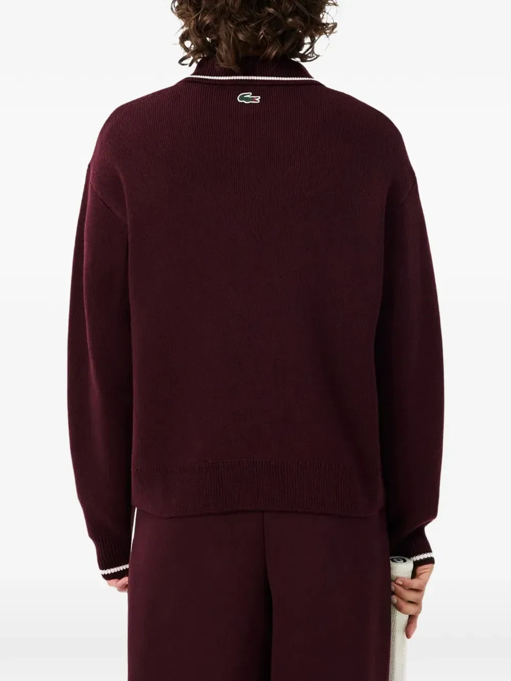 Поло на молнии Lacoste, красное, с классическим воротником — фото 2