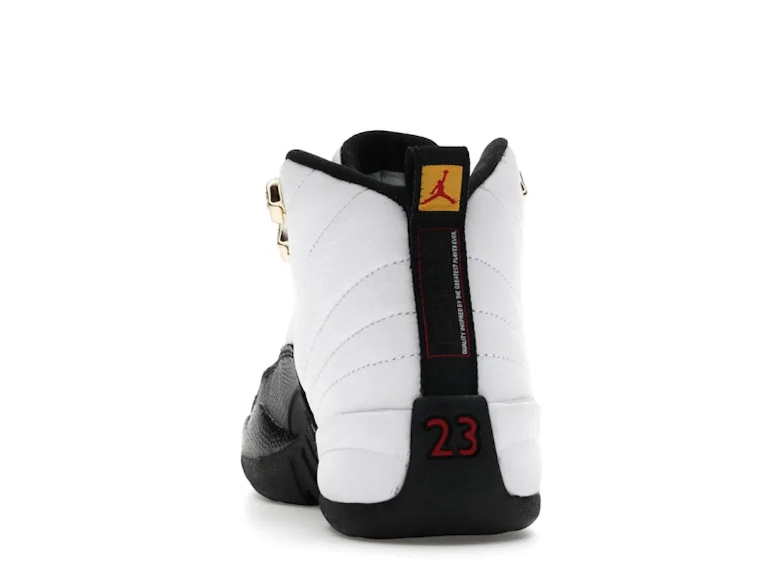 Детские кроссовки Lifestyle с контрастной расцветкой Jordan 12 Retro Taxi 2025 GS, White/Black/Taxi — фото 4