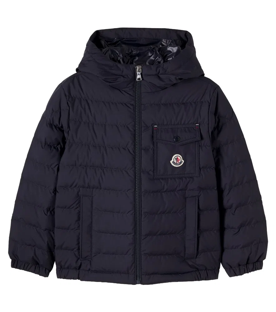Пуховая стеганая куртка Quillon с капюшоном Moncler Enfant, синий