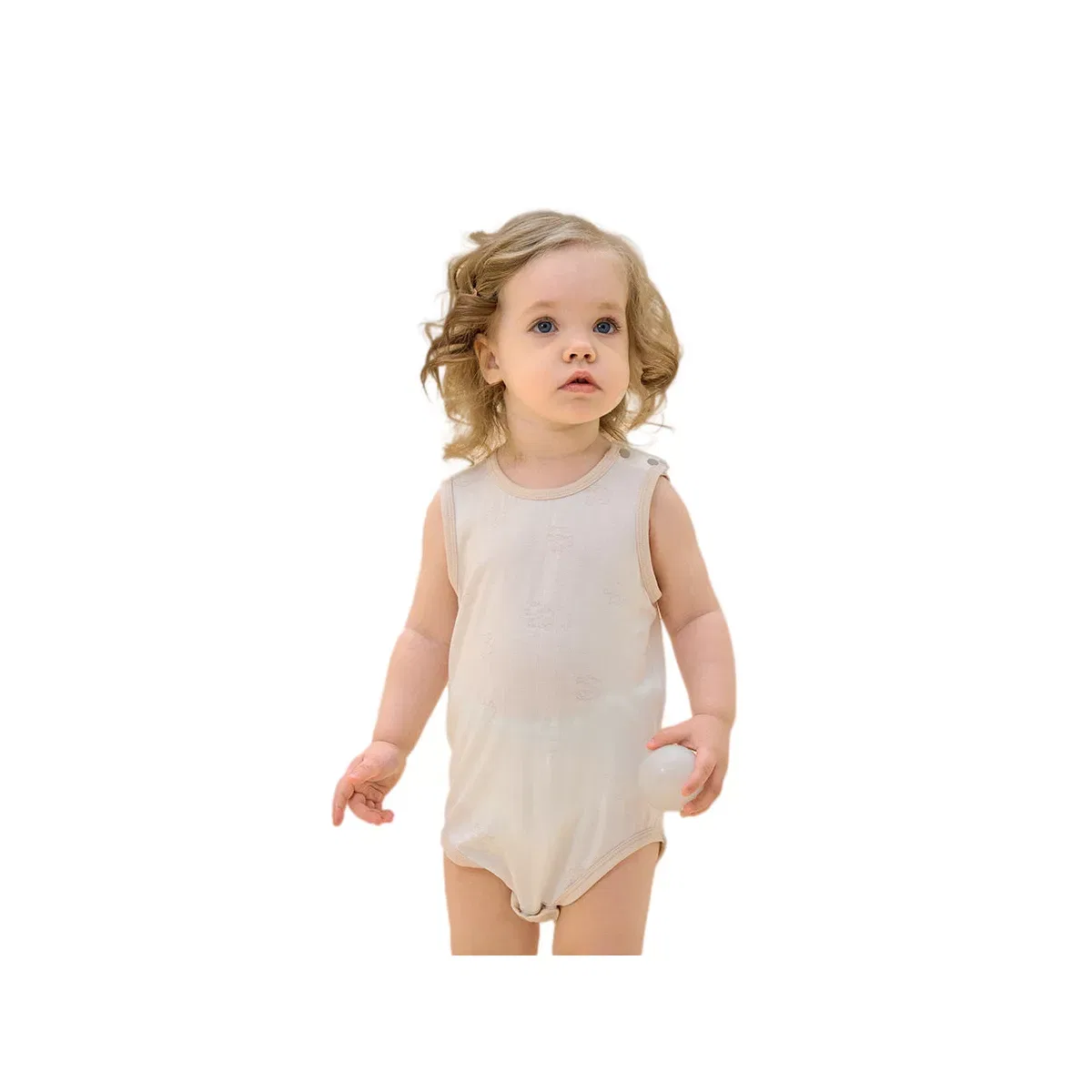 Детское боди без рукавов из TENCEL Modal Laimi Bloom, White Panda