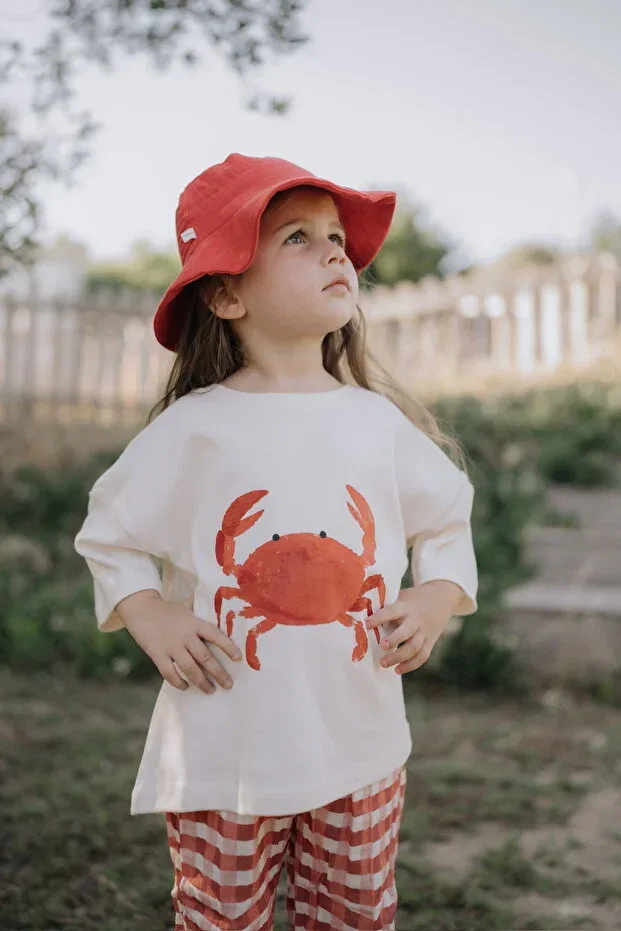 Детская футболка с принтом Crab Printed Cotton Oversize Dodo'S Baby, Ecru — фото 2