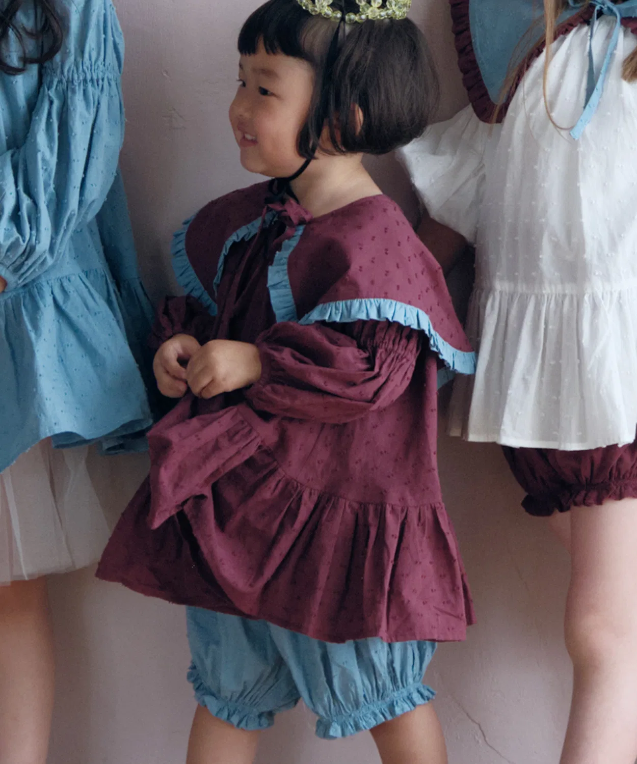 Детское платье для девочек с длинным рукавомLimited Dot Mini Dress IENA ENFANT, Bordeaux