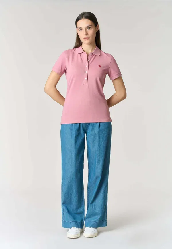 Поло хлопковое дышащее Polo shirt U.S. Polo Assn., розовый — фото 2