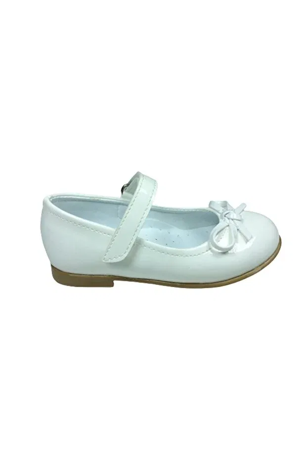Детские балетки для девочек из искусственной кожи с бантом Mustache Bow Ortopedikal, White