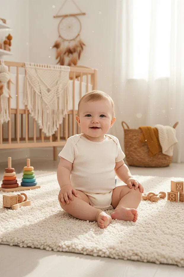 Детское боди-комбинезон для новорожденных хлопковый набор 5 шт Basics Mahfel, Cream — фото 4