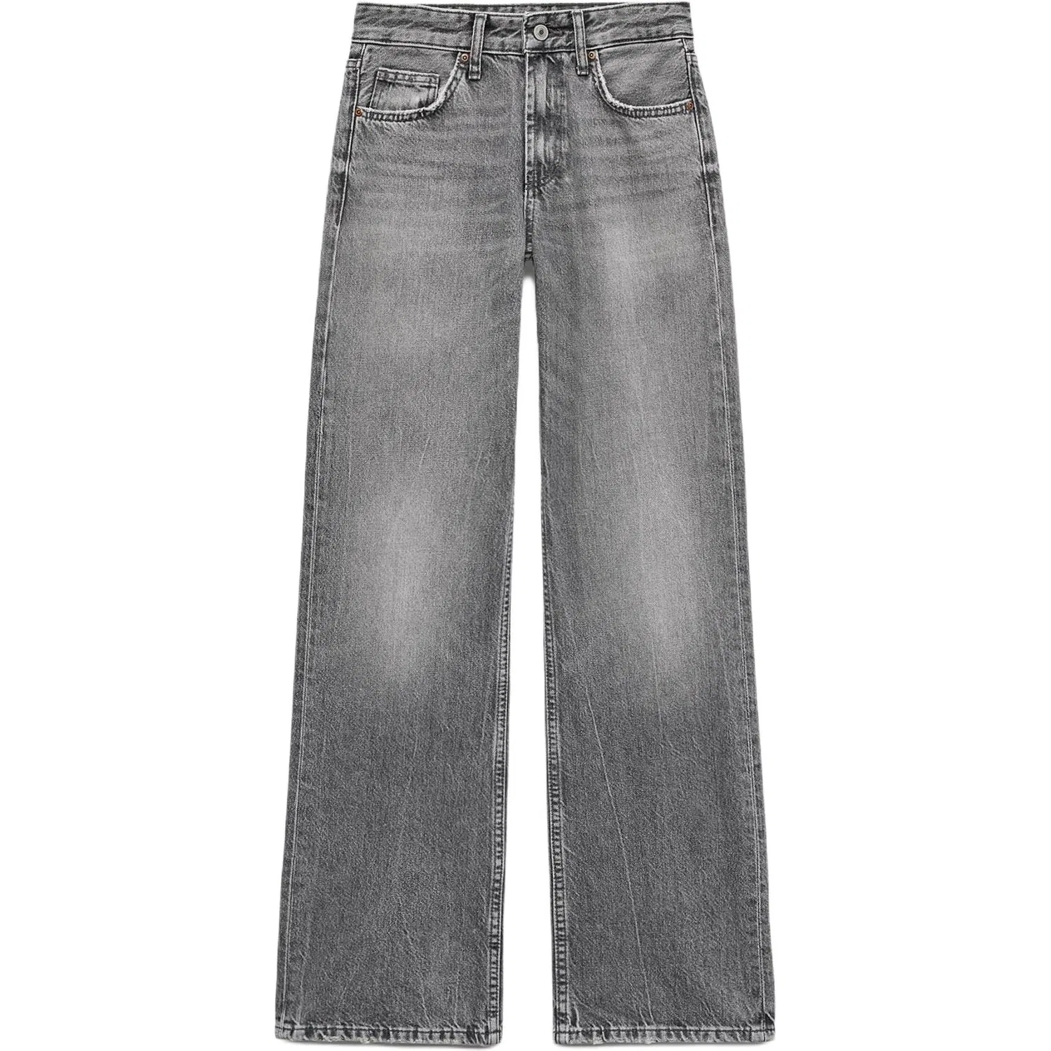 Женские джинсы с широкими штанинами, серые, ZARA