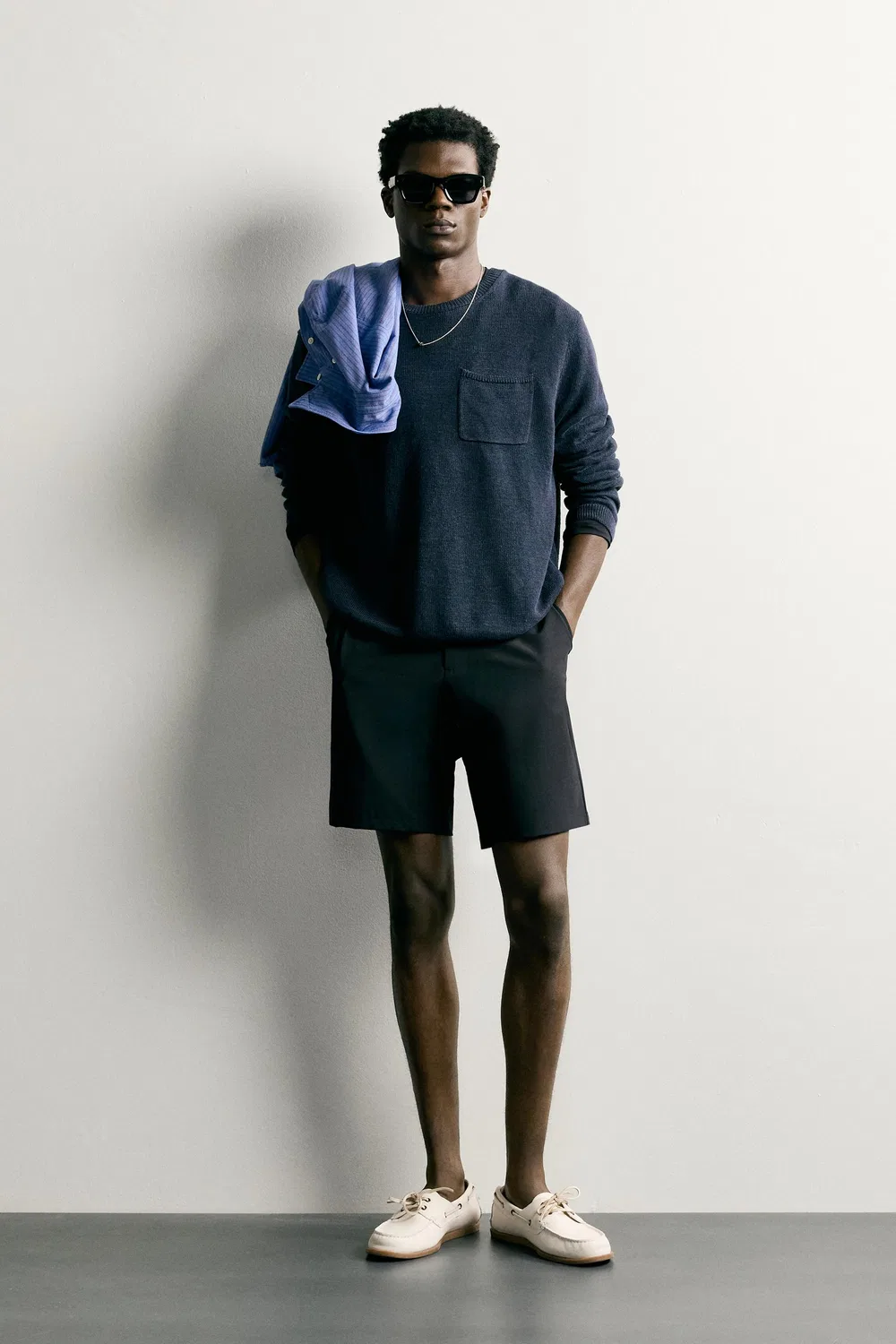 Комфортные технические шорты-бермуды ZARA, Navy blue